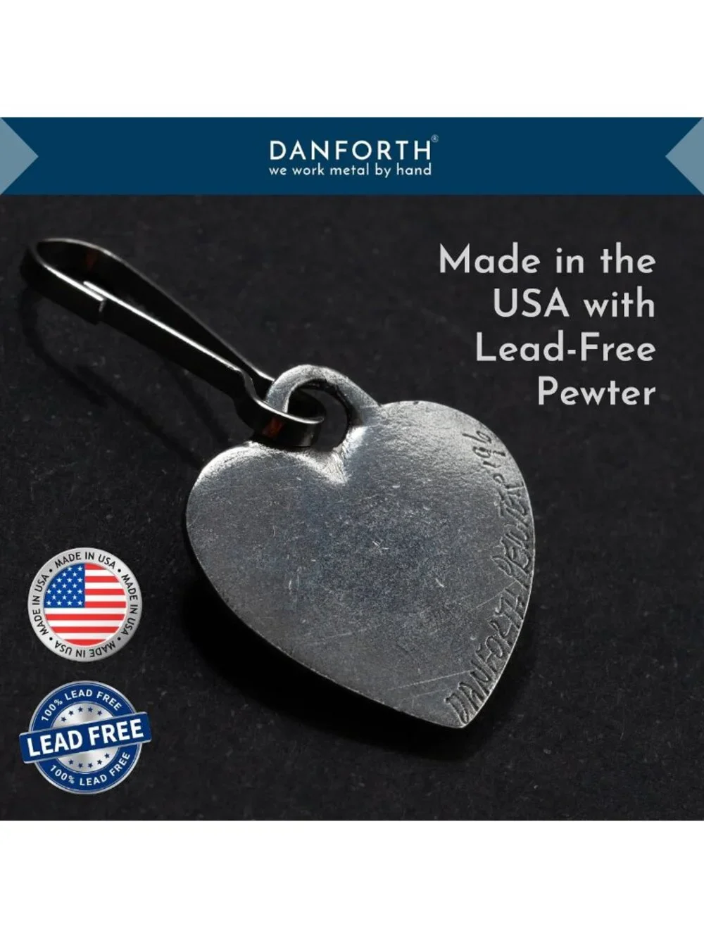 Heart Zipper Pull Charm | Pewter Clip for Bags & Purses | Unique Gift for Mom